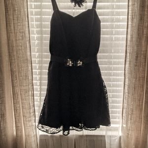 Black Lace Tea Length Dress